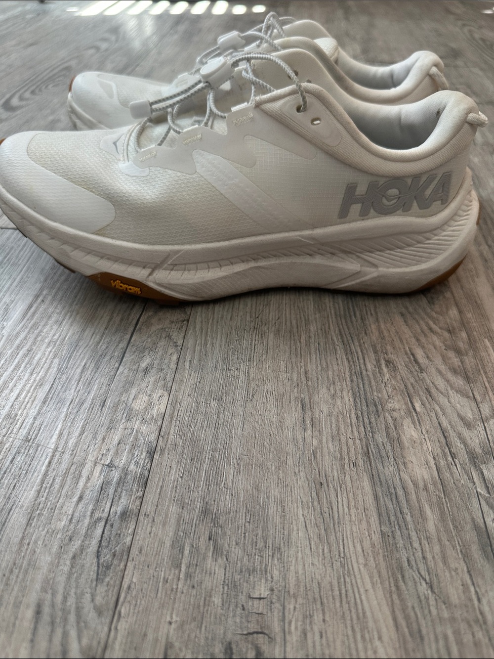 Hoka Men's White Athletic Running Shoes with Gum Outsole Accent
